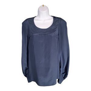See By Chloe 100% Silk Blouse Top Long Sleeve Round Neck Blue Women's 4